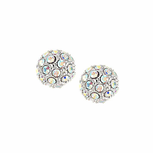 AB Crystal Earrings - Ball Stud Earrings, 10mm, AB Swarovski Crystals