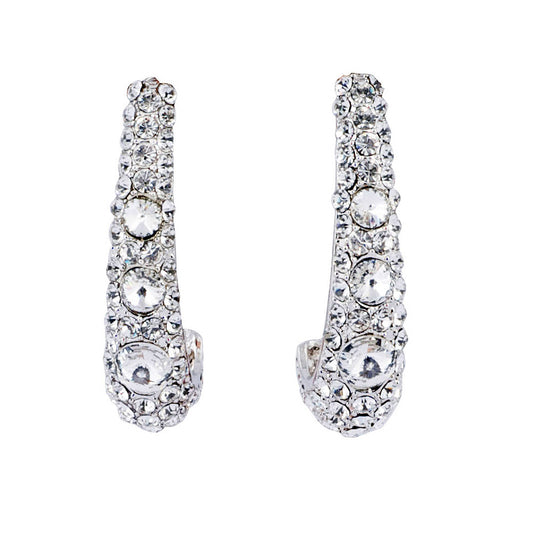 Clear Crystal Long Cuff Earrings, 50mm Drop, Swarovski Crystal